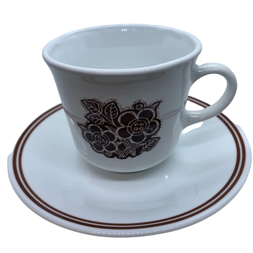 Corelle Batik Coffee Cup and Saucer Set Vintage  MCM